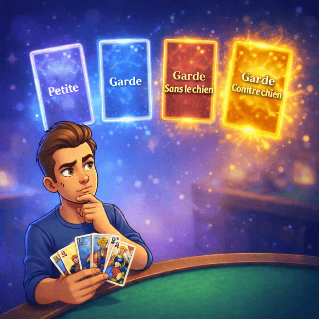 Garde, Garde Sans ou Garde Contre : comment choisir son enchère au Tarot ?